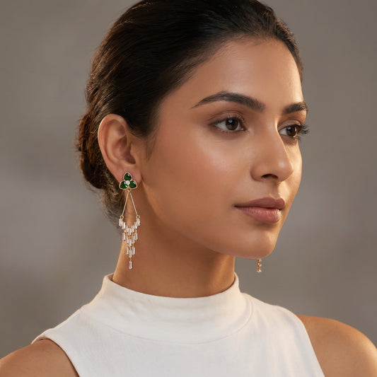 Emerald Green Waterfall Drop Earrings