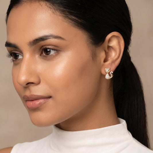 Pave Cat Stud Earrings