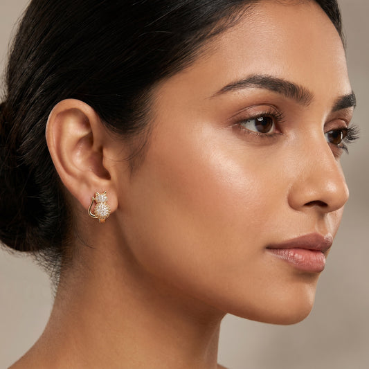 Pave Kitty Huggie Earrings