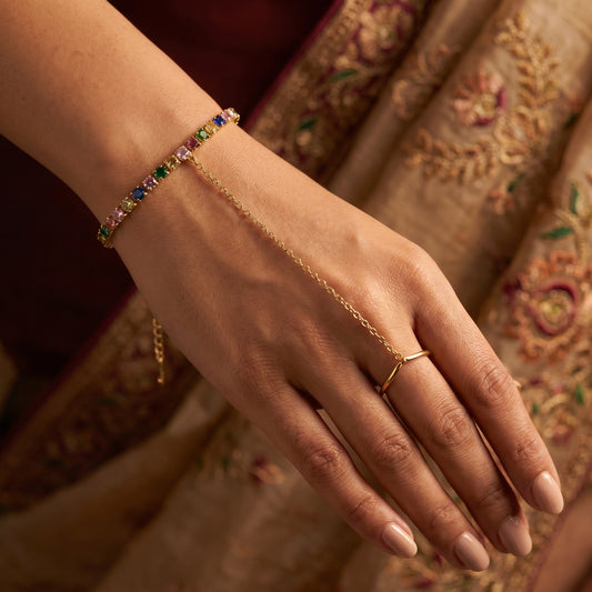 Multicolour Gemstone Hand Chain Haathphool