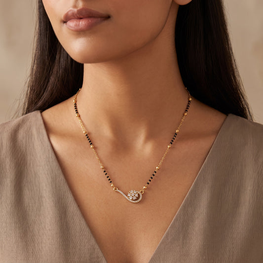 Paisley Cluster CZ Mangalsutra Necklace
