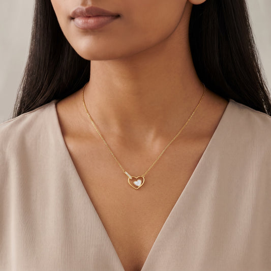 Interlocking Heart Mother-of-Pearl Necklace