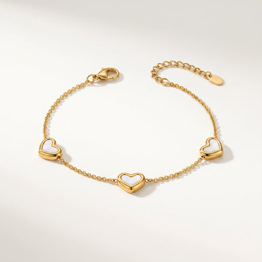 Mother-of-Pearl Heart Chain Anklet