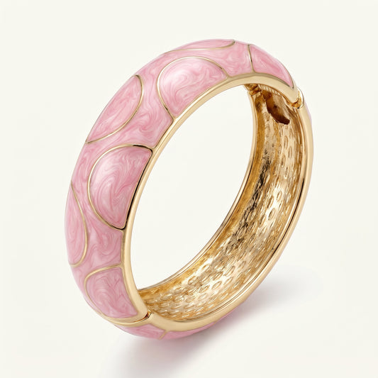 Pink Marble Enamel Gold Bangle
