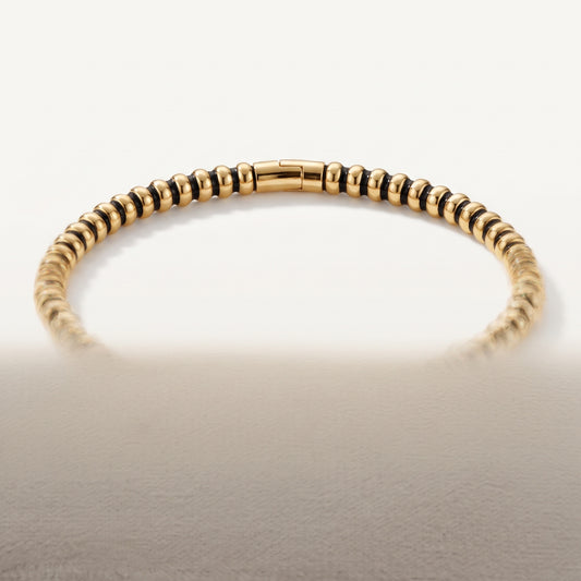 Gold & Black Rondelle Bead Bracelet