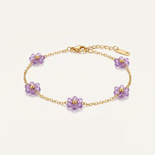 Purple Crystal Daisy Chain Bracelet