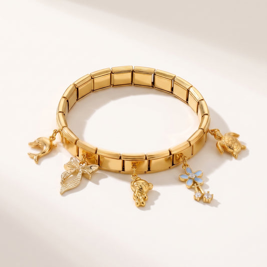 Gold Italian-Link Charm Bracelet