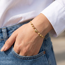 Gold Bead & Heart Charm Bracelet