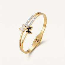 Black & White Enamel Butterfly Bangle