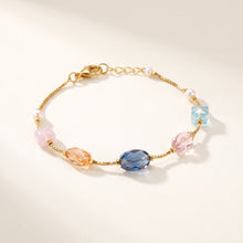 Multicolour Crystal & Pearl Box-Chain Bracelet