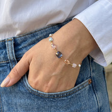 Multicolour Crystal & Pearl Box-Chain Bracelet