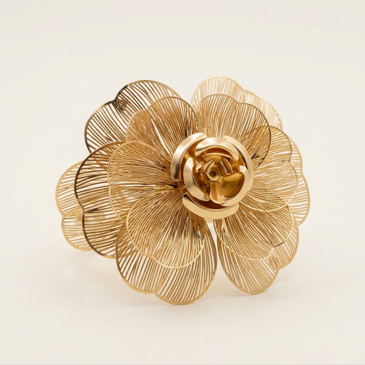 Wire Rose Flower Statement Cuff