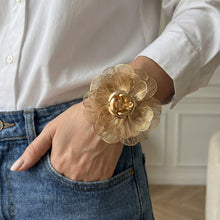 Wire Rose Flower Statement Cuff