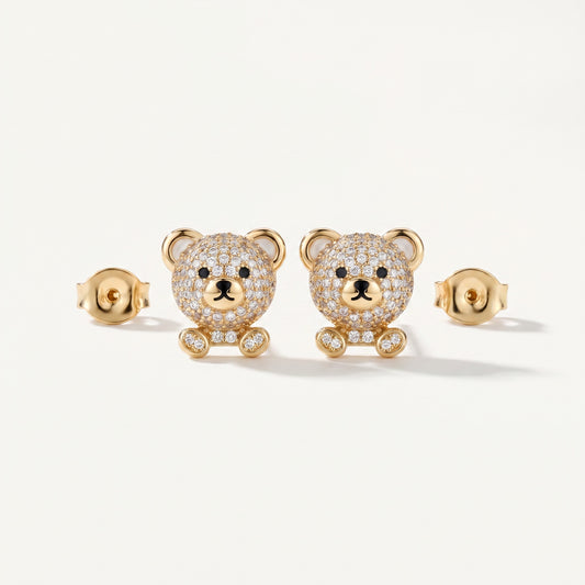 Sitting Teddy Bear Stud Earrings