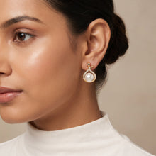 Pearl & CZ Ribbon Drop Earrings