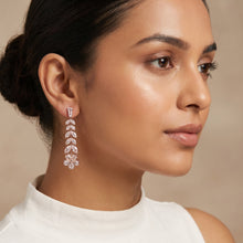 Rose Gold CZ Leaf Vine Drop Earrings