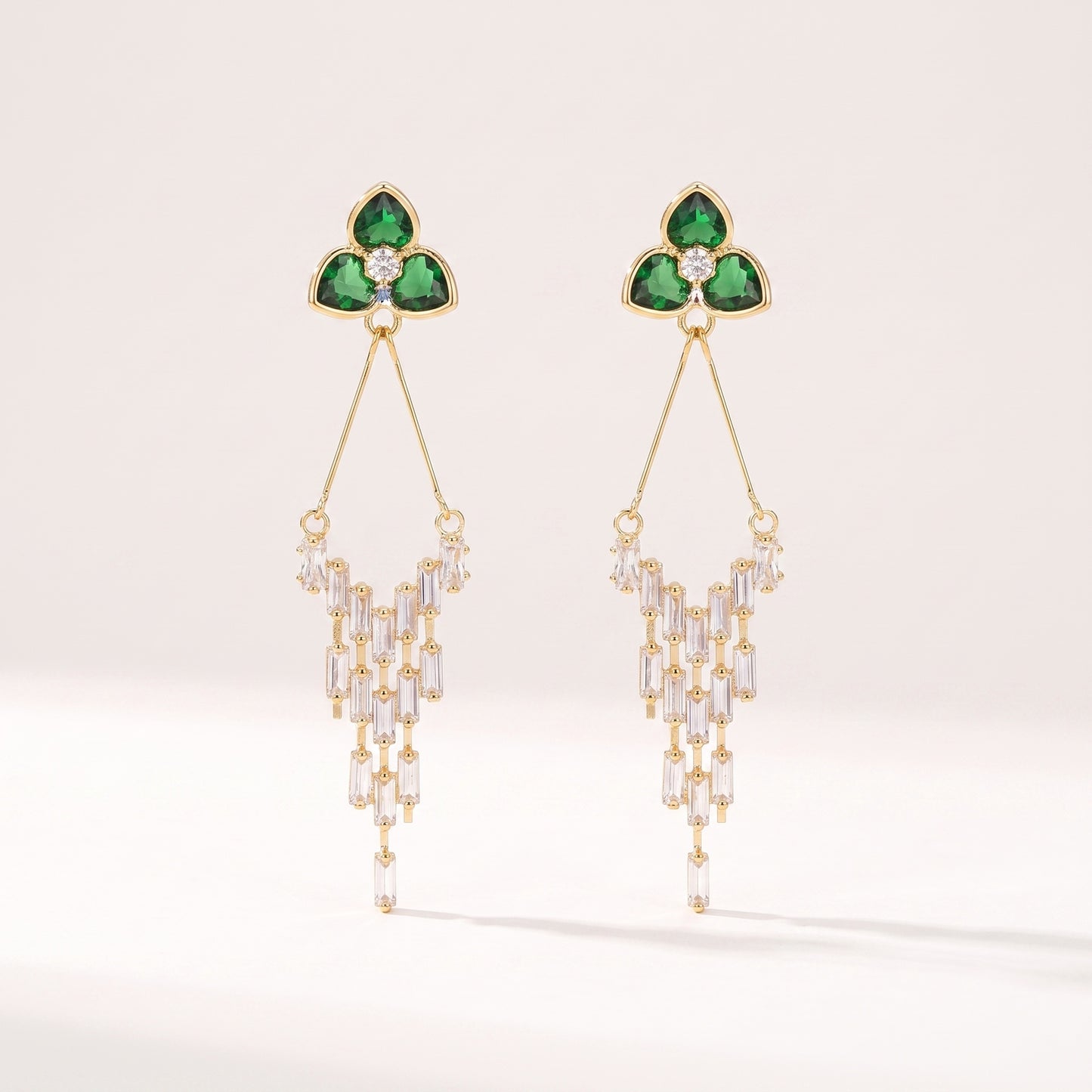 Emerald Green Waterfall Drop Earrings