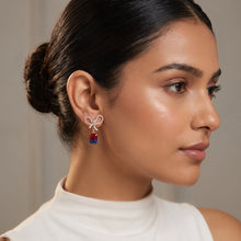 CZ Bow Ruby-Sapphire Gradient Drop Earrings