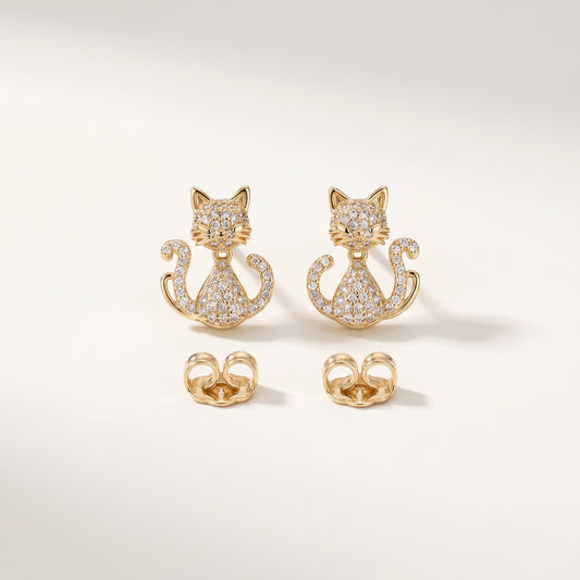 Pave Cat Stud Earrings