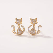 Pave Cat Dangle Earrings