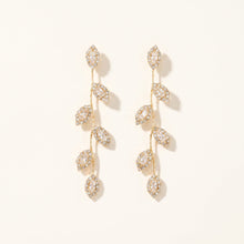 Crystal Leaf Vine Long Drop Earrings