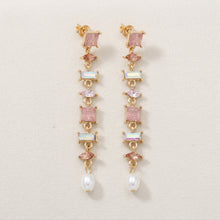 Pastel Crystal & Pearl Linear Drop Earrings