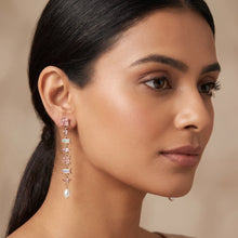 Pastel Crystal & Pearl Linear Drop Earrings