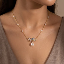 Bow & Pearl Drop Necklace