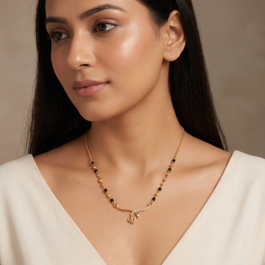 Twin Heart CZ Mangalsutra Necklace