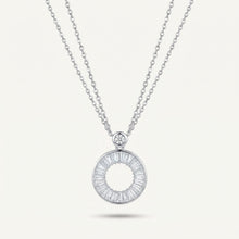 Baguette Circle Silver-Tone Pendant Necklace