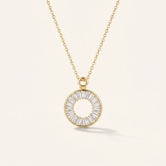 Baguette Eternity Circle Gold Necklace