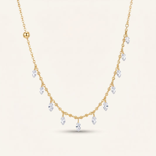 Marquise Drop Station Gold Necklace