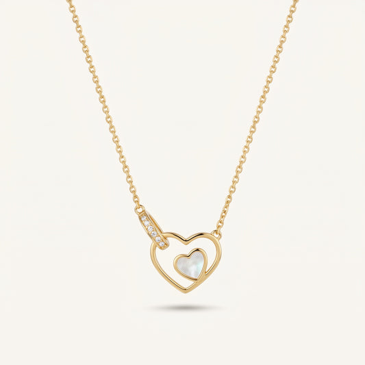 Interlocking Heart Mother-of-Pearl Necklace