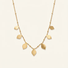 Brushed Gold Leaf Station Necklace
