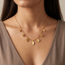 Brushed Gold Leaf Station Necklace