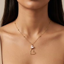 Double Heart Mother-of-Pearl Pendant Necklace