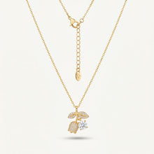 Tulip Flower & CZ Solitaire Necklace