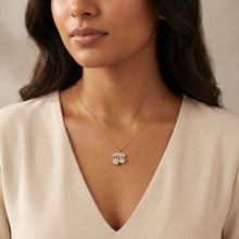 Tulip Flower & CZ Solitaire Necklace