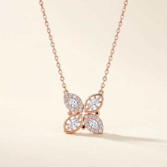 Rose Gold Marquise Clover Necklace