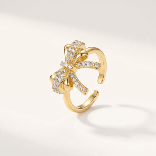Pave CZ Bow Adjustable Ring