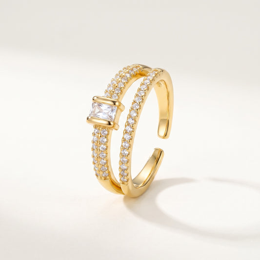 Baguette Solitaire Double-Band Ring