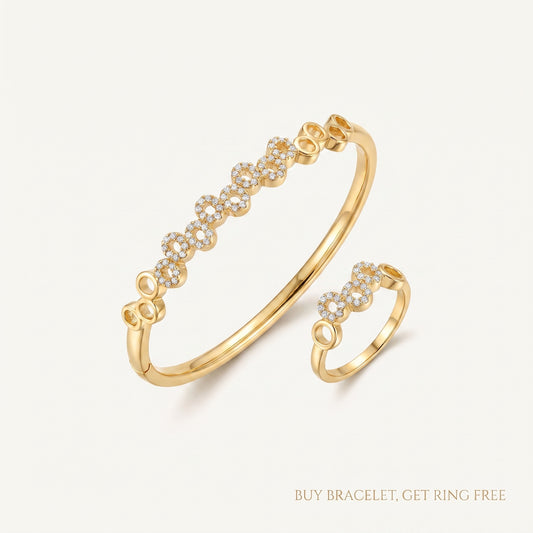 Pave CZ Infinity-Link Bangle & Ring Set