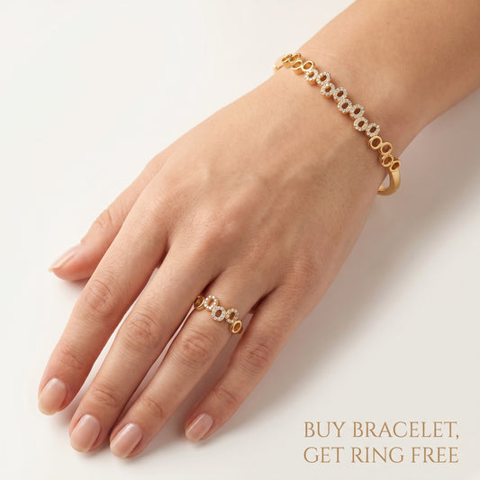 Pave CZ Infinity-Link Bangle & Ring Set