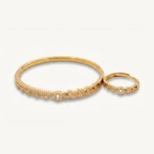 CZ Solitaire Granulated Bangle & Ring Set