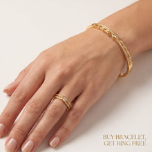 CZ Solitaire Granulated Bangle & Ring Set